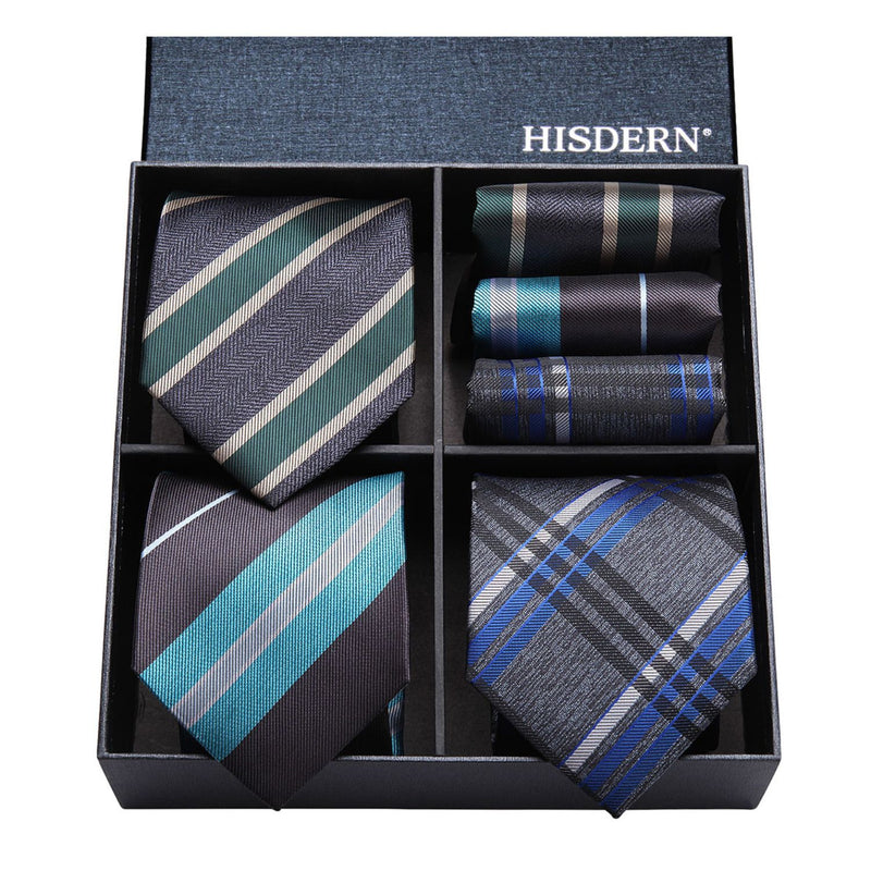 3PCS Tie & Pocket Square Set - SET 12 Christmas Gifts for Men