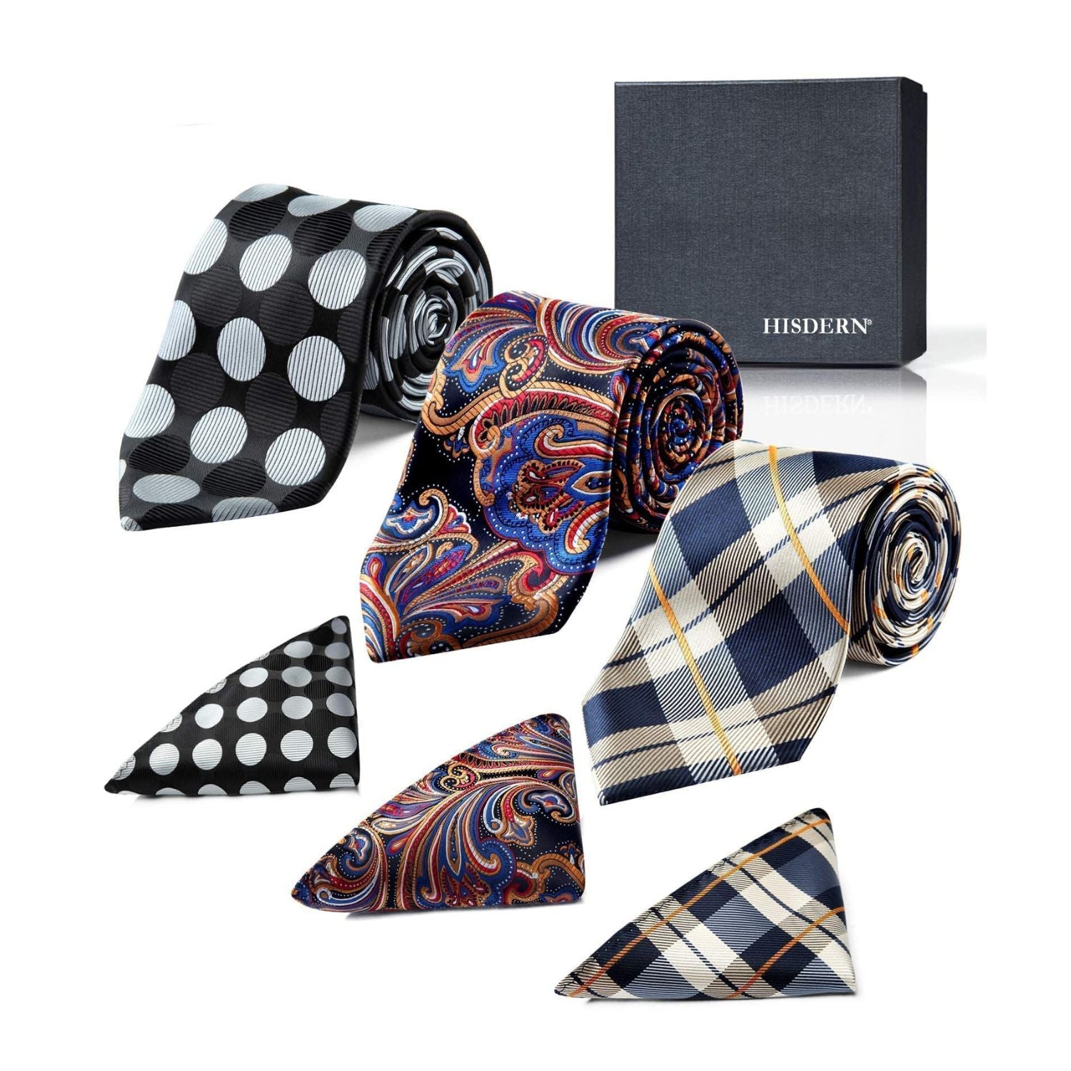 3PCS Tie & Pocket Square Set - T3-03 Christmas Gifts for Men