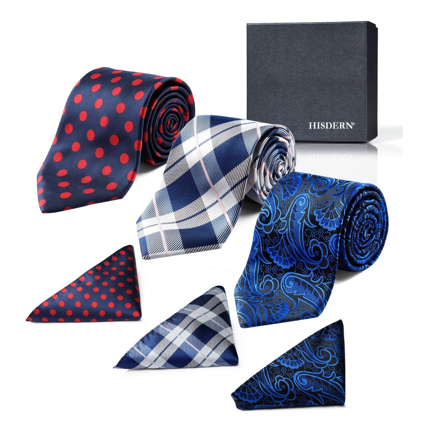 3PCS Tie & Pocket Square Set - T3-05 Christmas Gifts for Men