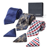 3PCS Tie & Pocket Square Set - T3-09 Christmas Gifts for Men