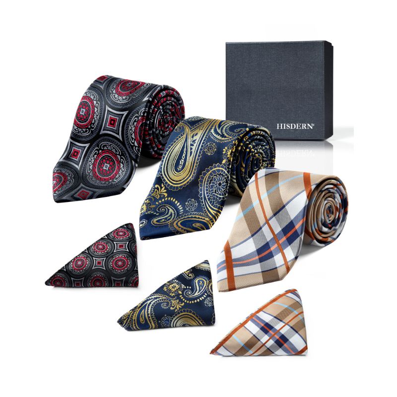 3PCS Tie & Pocket Square Set - T3-S2