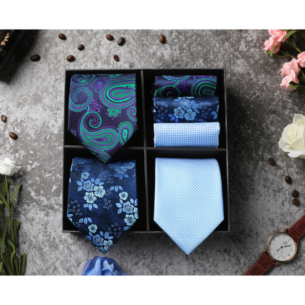 3PCS Tie & Pocket Square Set - 1HT-8S