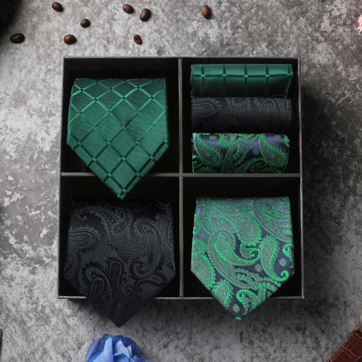 3PCS Tie & Pocket Square Set - 6HT-3S