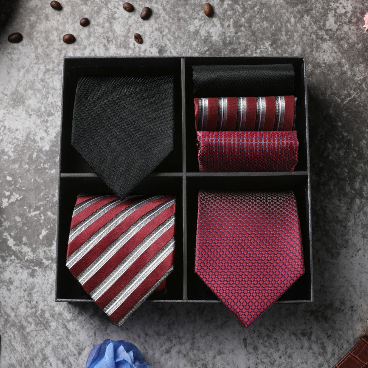 3PCS Tie & Pocket Square Set - 7HT-4S