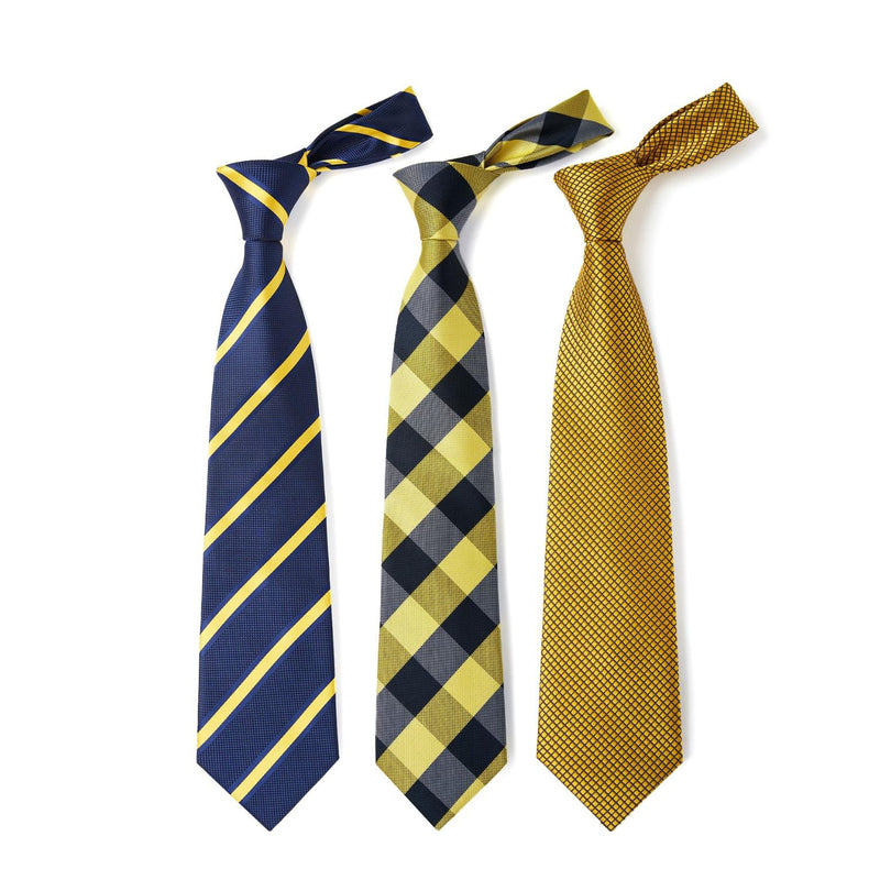 3PCS Tie & Pocket Square Set - YELLOW GOLD