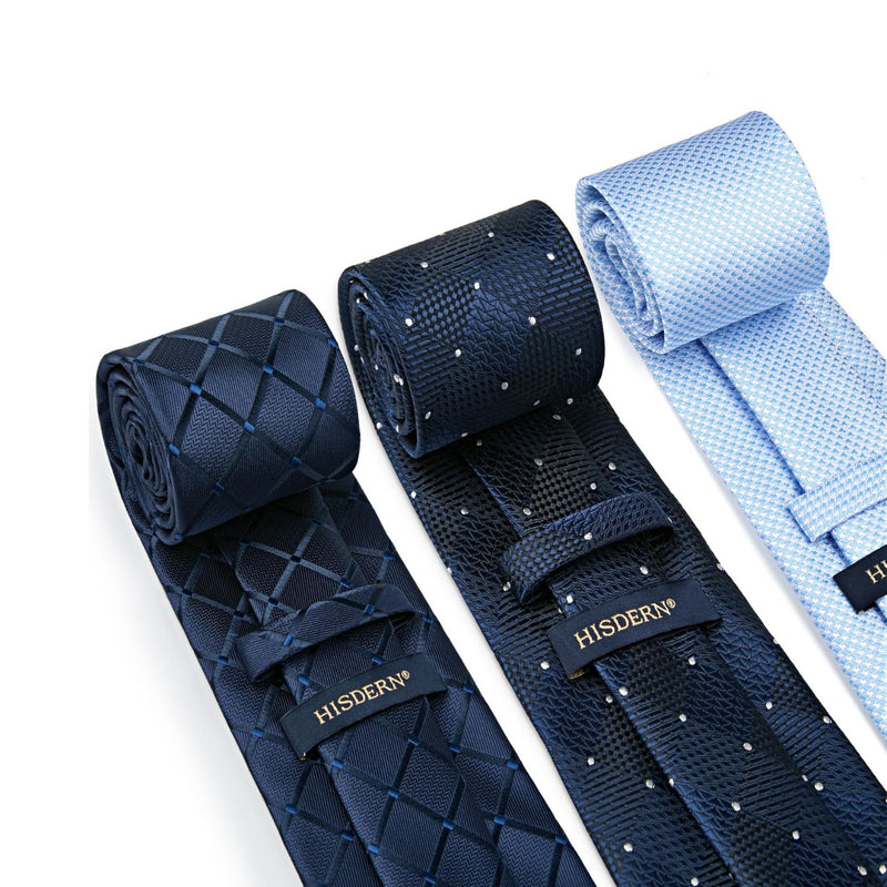 3PCS Tie & Pocket Square Set - BLUE