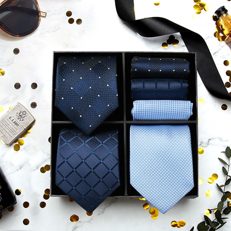 3PCS Tie & Pocket Square Set - BLUE