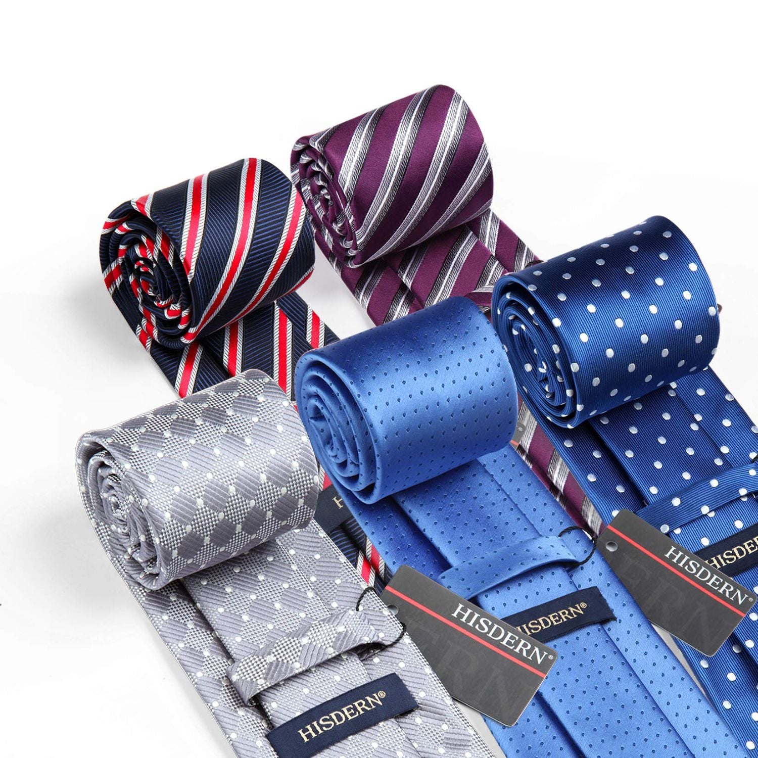 5PCS Tie & Pocket Square Set - 04-T5-S15 Christmas Gifts for Men