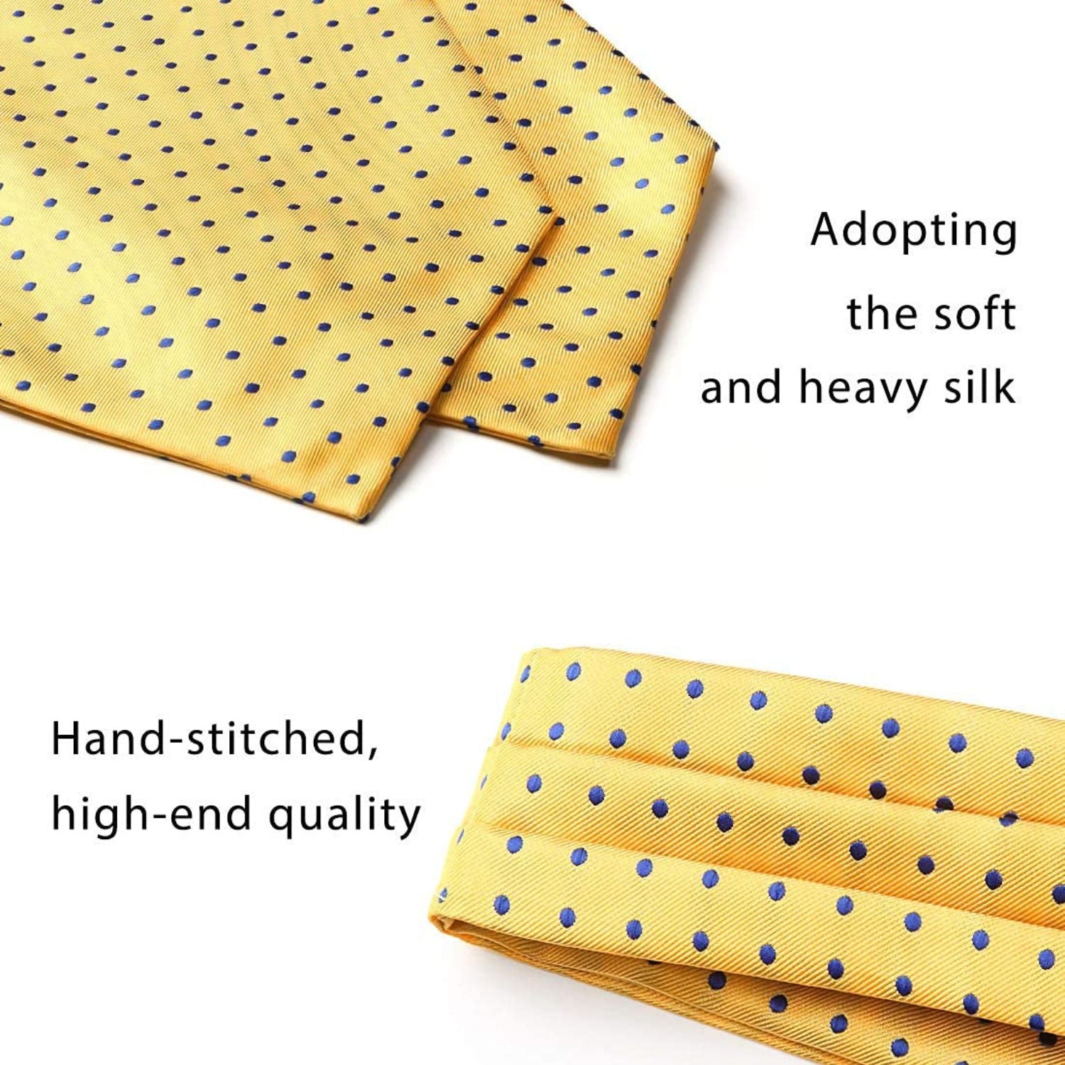 Polka Dot Ascot Cravat Scarf - YELLOW/BLUE