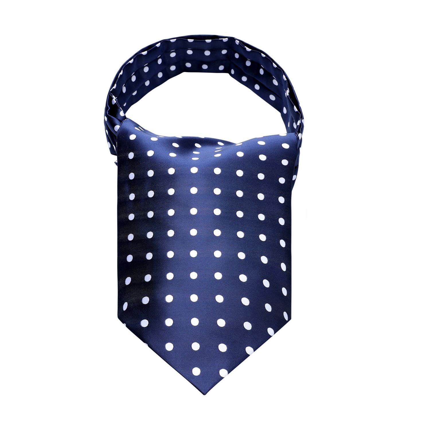 Polka Dot Ascot Cravat Scarf - NAVY BLUE/WHITE 03