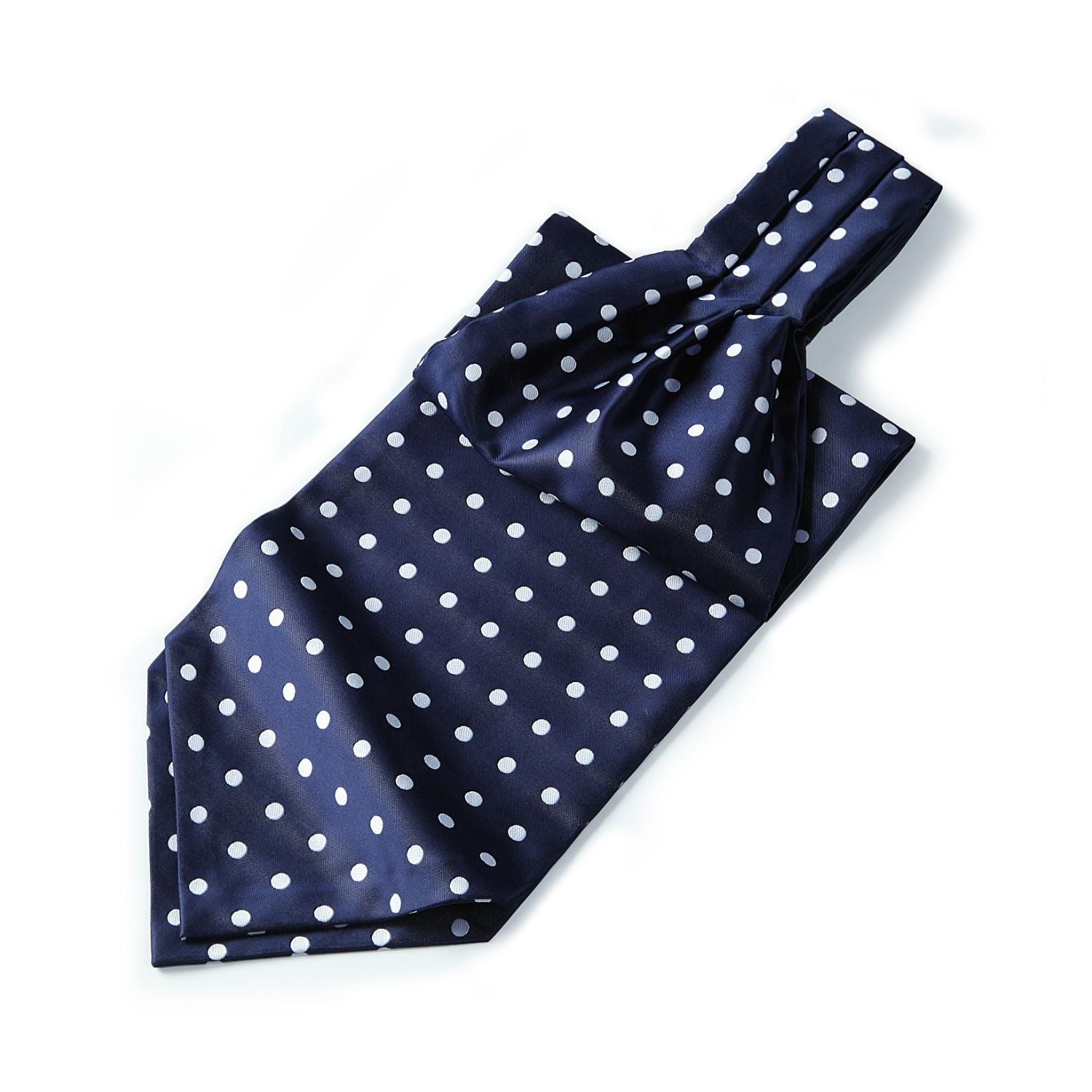 Polka Dot Ascot Cravat Scarf - NAVY BLUE/WHITE 03