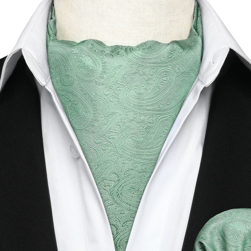 Paisley Ascot Handkerchief Set - A-02 SAGE GREEN