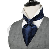 Paisley Ascot Handkerchief Set - A-02 NAVY BLUE