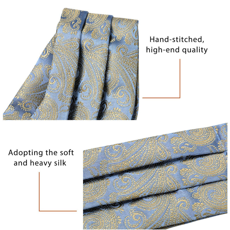 Paisley Floral Ascot Handkerchief Set - A-BEIGE/BLUE