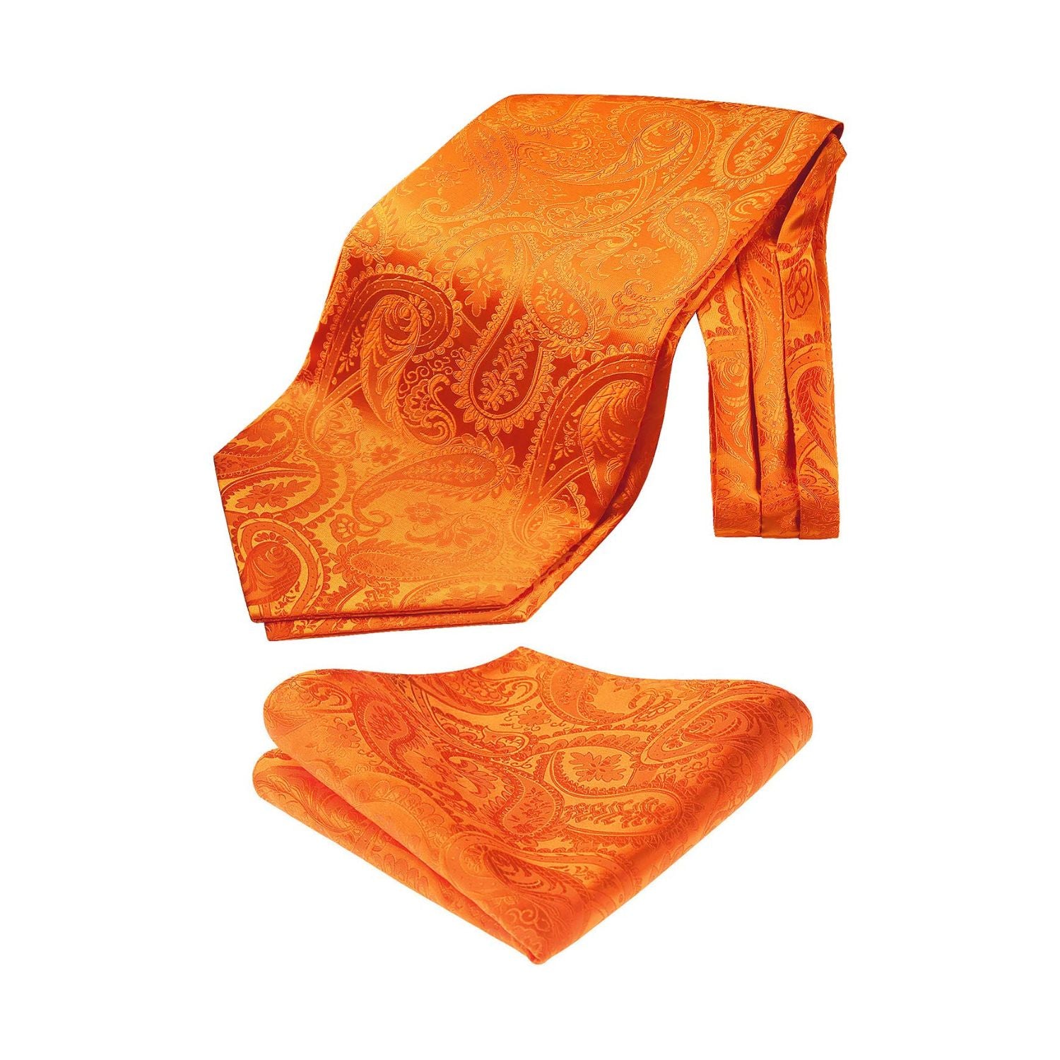 Paisley Floral Ascot Handkerchief Set - B-ORANGE