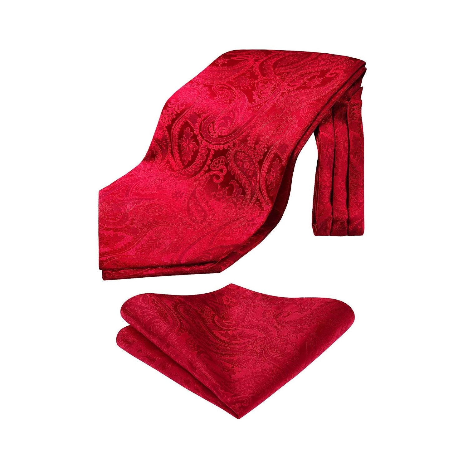 Paisley Floral Ascot Handkerchief Set - B-RED