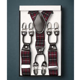 Y-shaped Adjustable Suspender with 6 Clips - 012 RED