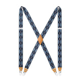 1.0 inch Adjustable Suspender with 4 Clips - BLUE CHECKERED