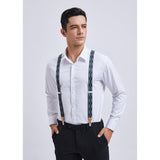 1.0 inch Adjustable Suspender with 4 Clips - BLUE CHECKERED