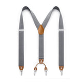 Y-shaped Adjustable Suspender with 4 Clips - 08 GREY