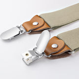 Y-shaped Adjustable Suspender with 4 Clips - BEIGE