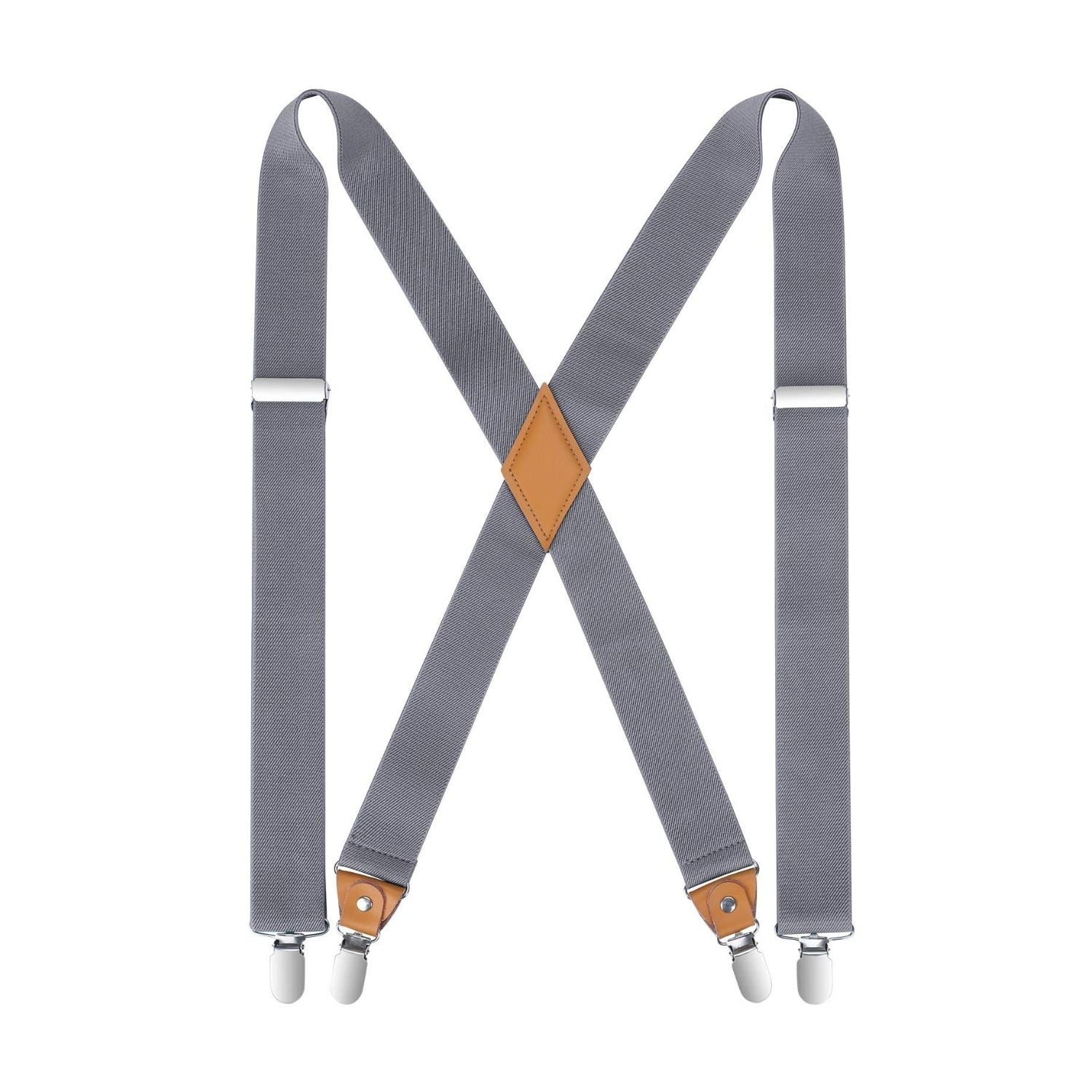 X-shaped Adjustable Suspender with 4 Clips - GREY