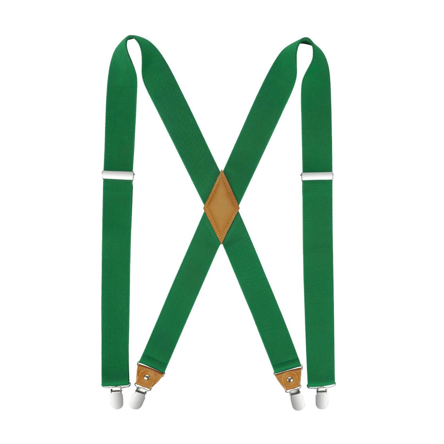 1.4 inch Adjustable Suspender with 4 Clips - 3-GREEN