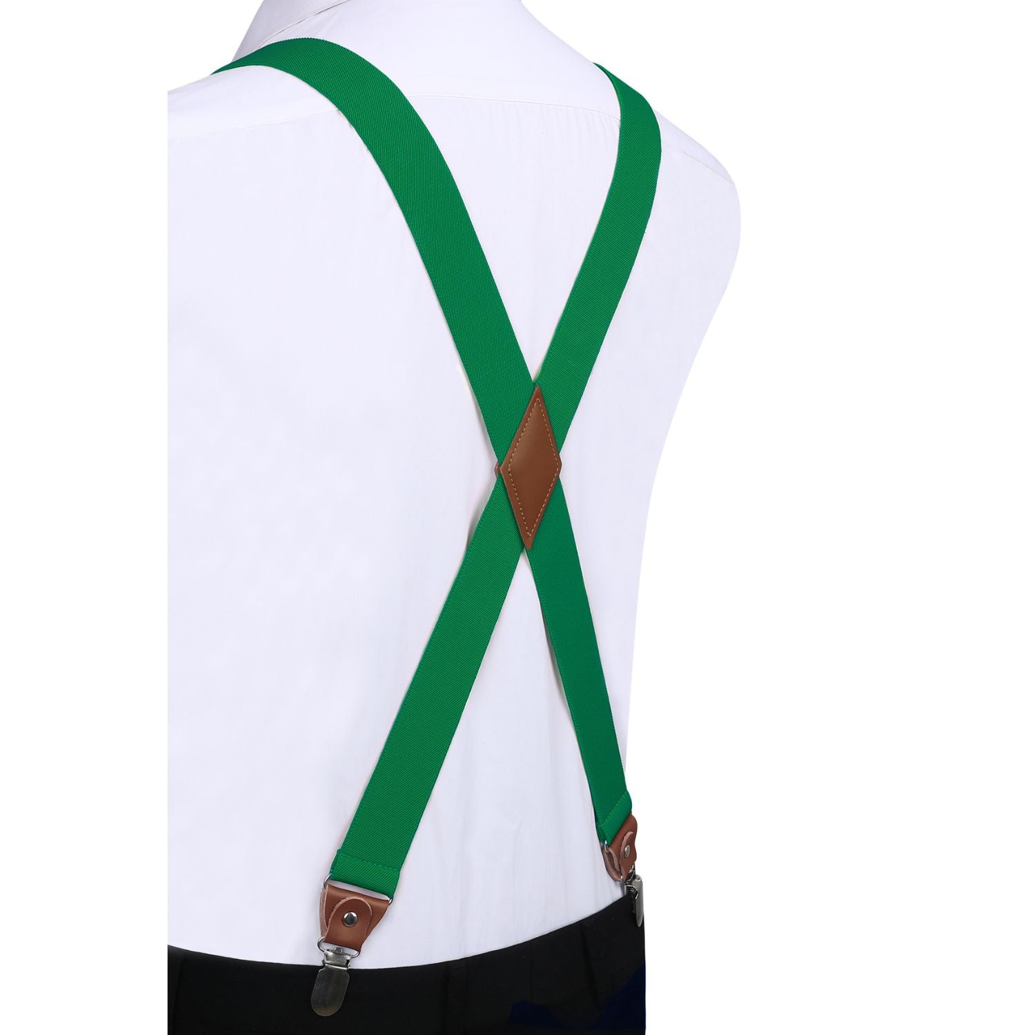 1.4 inch Adjustable Suspender with 4 Clips - 3-GREEN