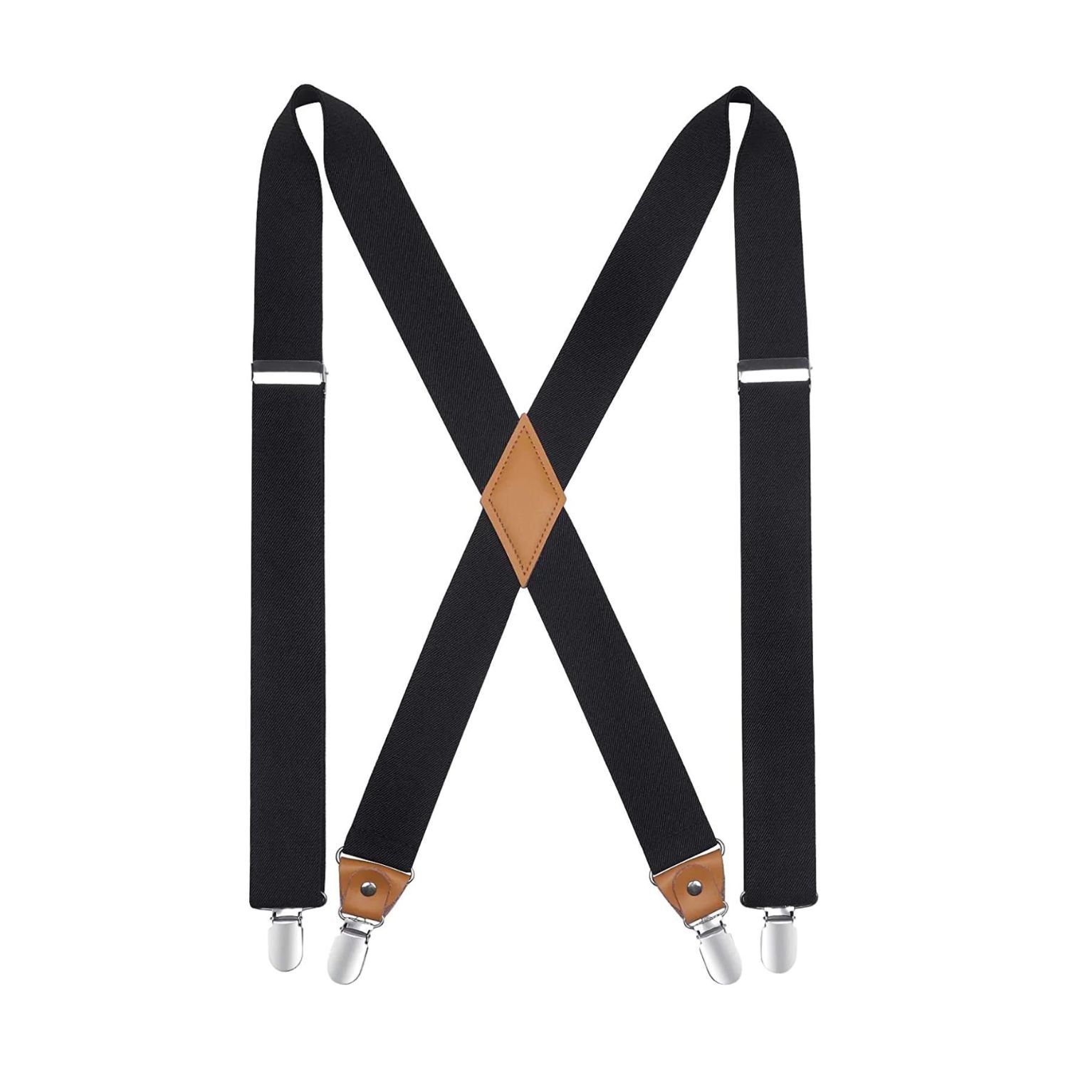 X-shaped Adjustable Suspender with 4 Clips - A-BLACK