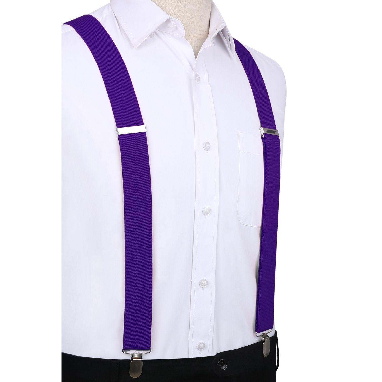 1.4 inch Adjustable Suspender with 4 Clips - B1-PURPLE