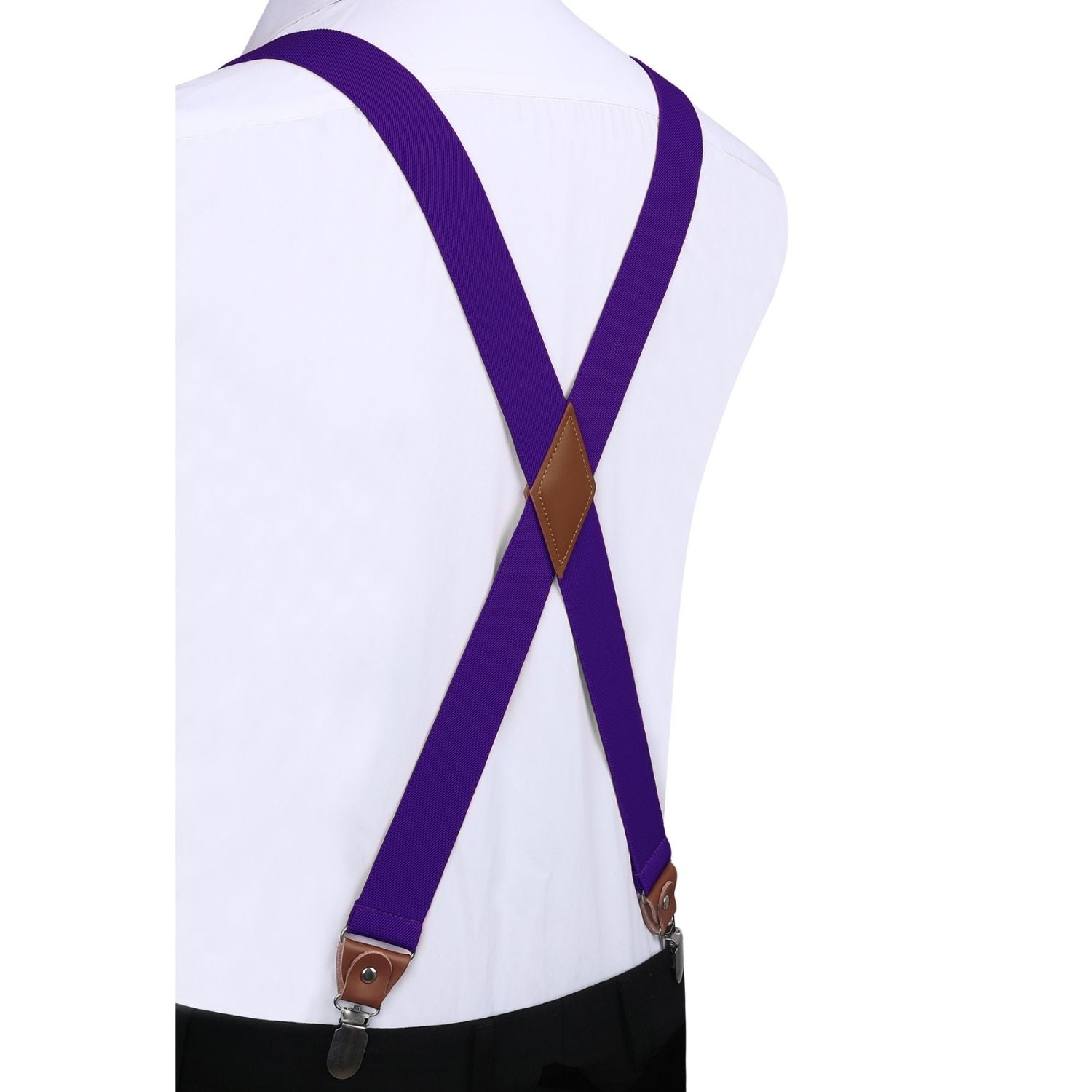 1.4 inch Adjustable Suspender with 4 Clips - B1-PURPLE