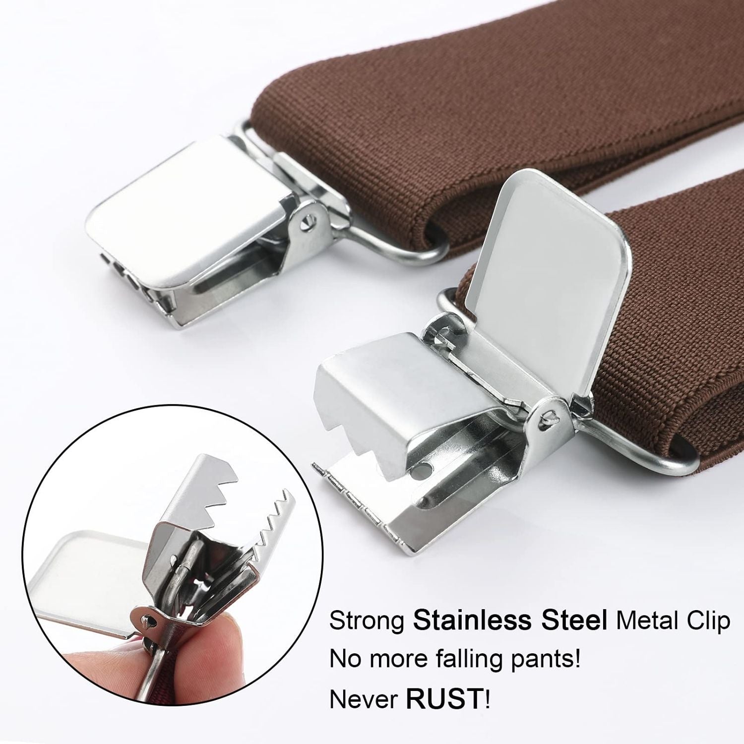 Thick Trouser 1.97" Adjustable Suspender - BROWN