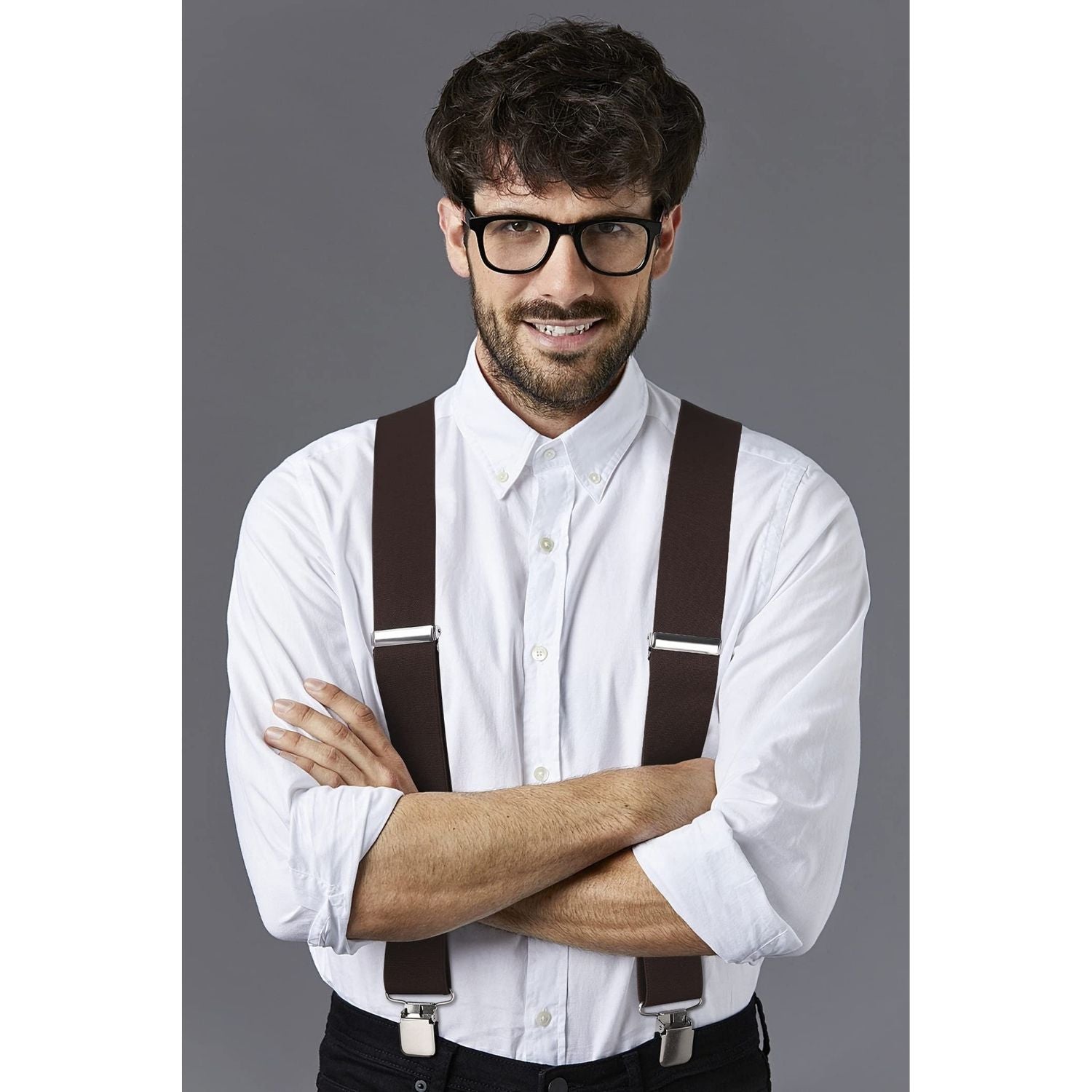 Thick Trouser 1.97" Adjustable Suspender - BROWN