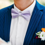 Solid Suspender Pre-Tied Bow Tie Handkerchief - LAVENDER