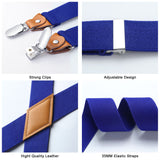 1.4 inch Adjustable Suspender with 4 Clips - ROYAL BLUE