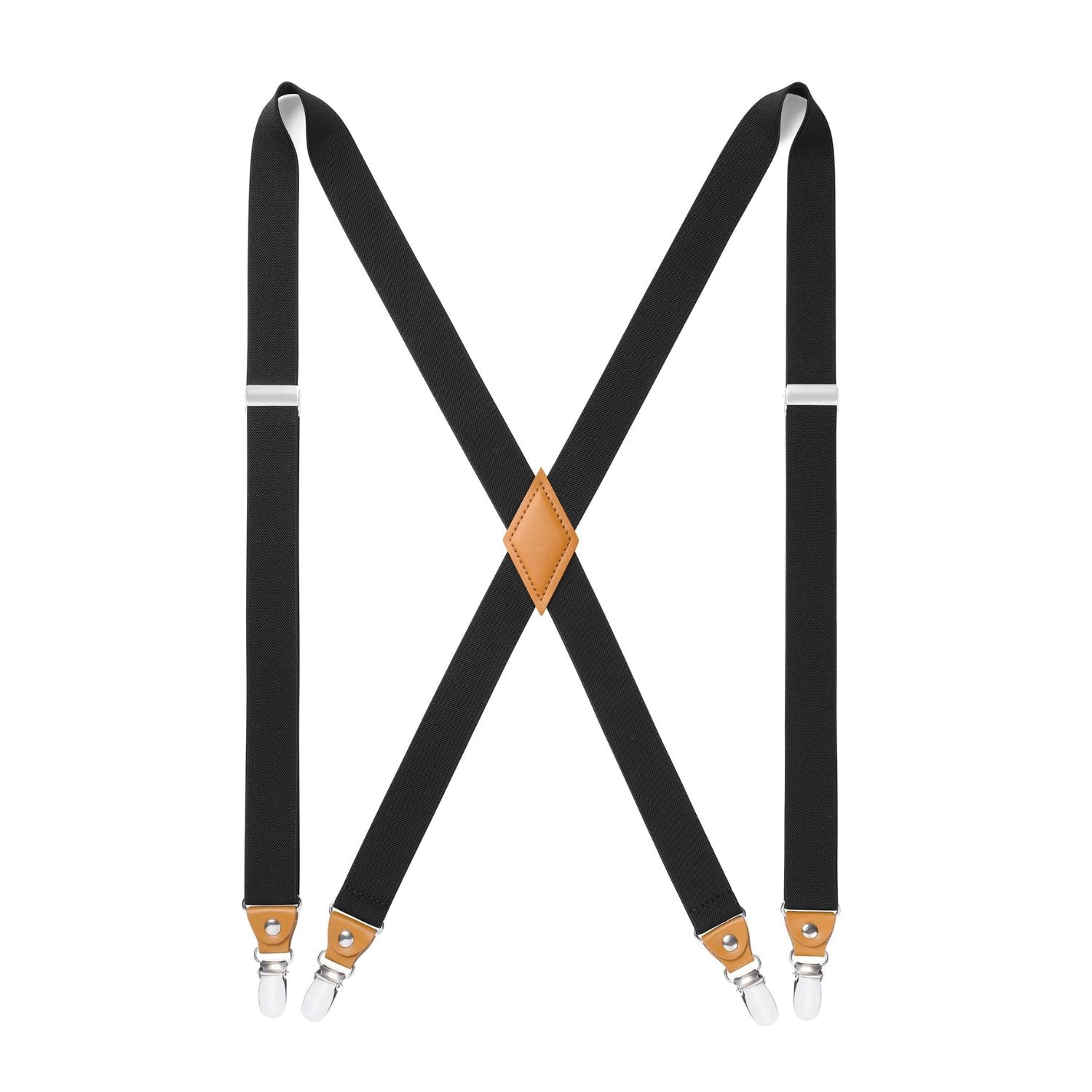 1.0 inch Adjustable Suspender with 4 Clips - BLACK
