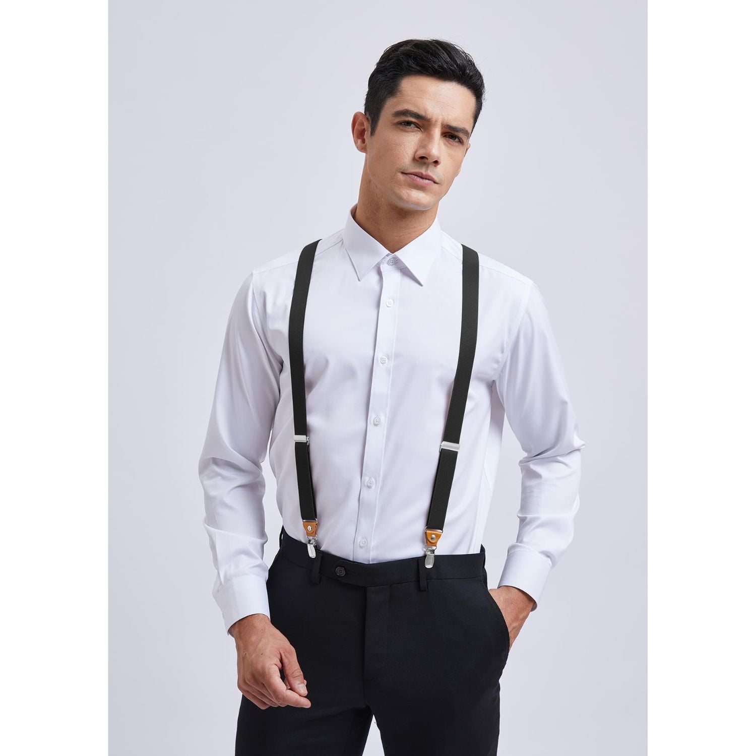 1.0 inch Adjustable Suspender with 4 Clips - BLACK