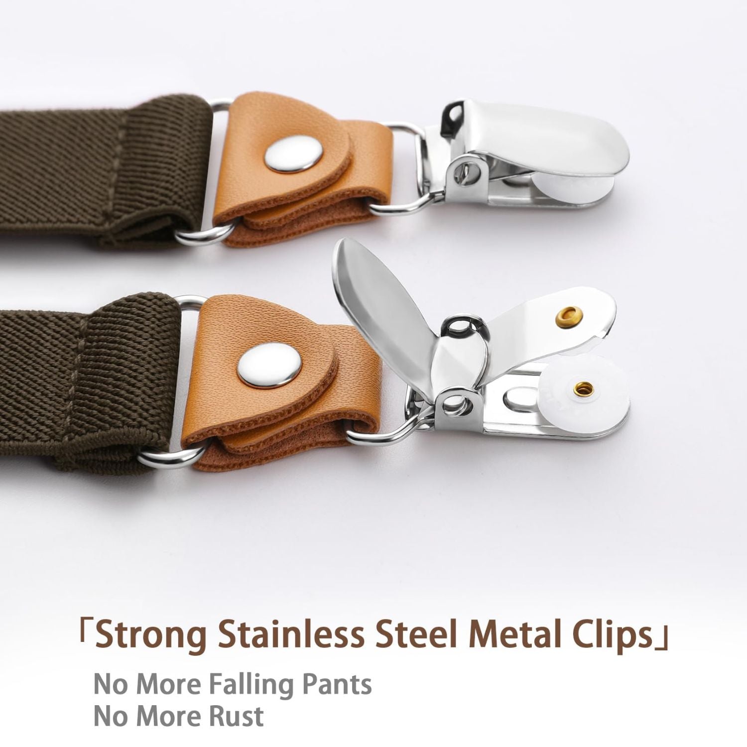 1.0 inch Adjustable Suspender with 4 Clips - BROWN