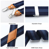 1.4 inch Adjustable Suspender with 4 Clips - 16 NAVY BLUE