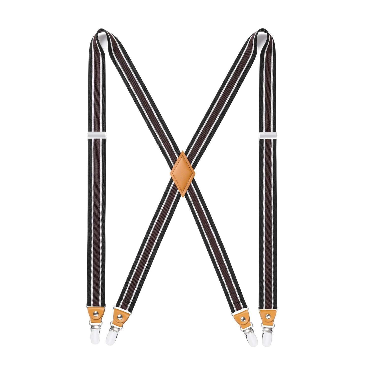 1.0 inch Adjustable Suspender with 4 Clips - BLACK/WHITE