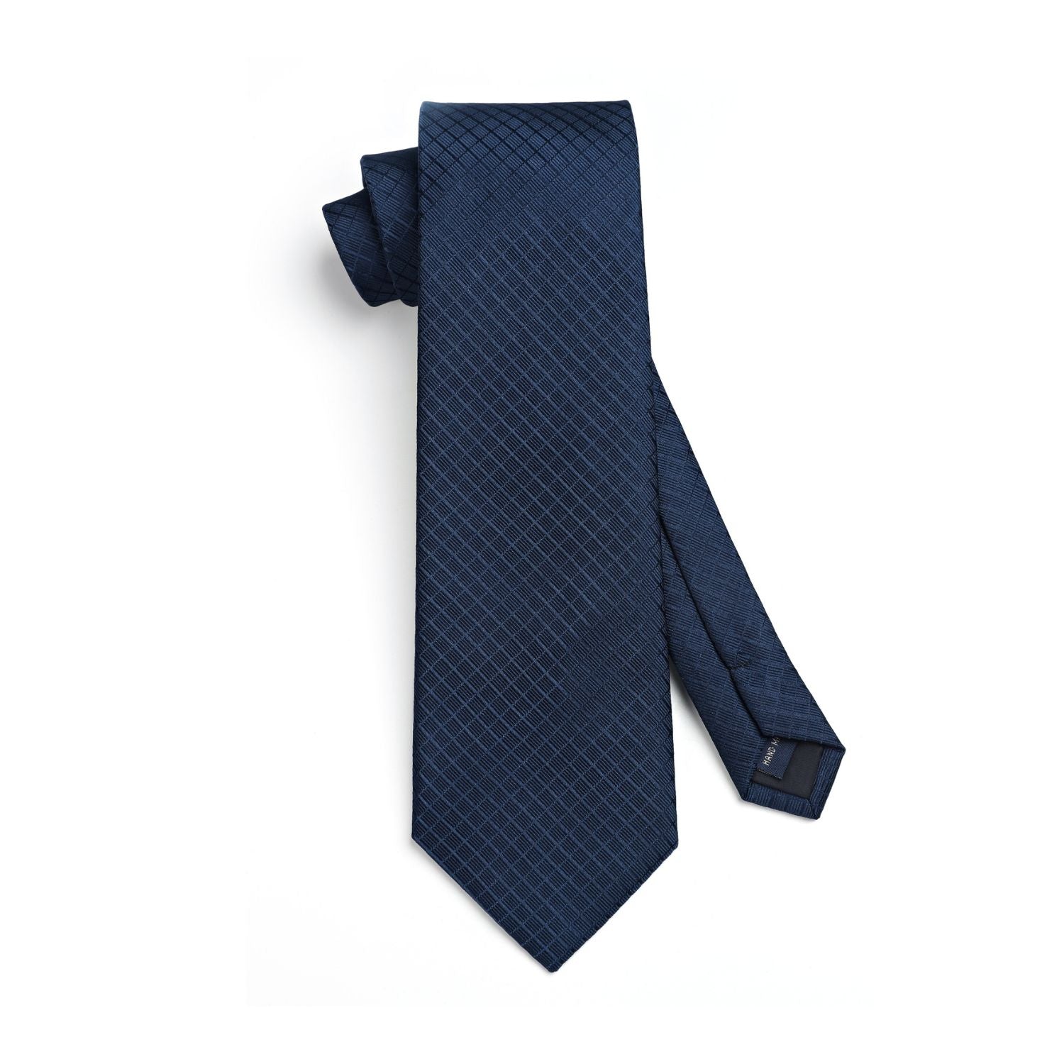 Men's Plaid Tie Handkerchief Set - 059-NAVY BLUE
