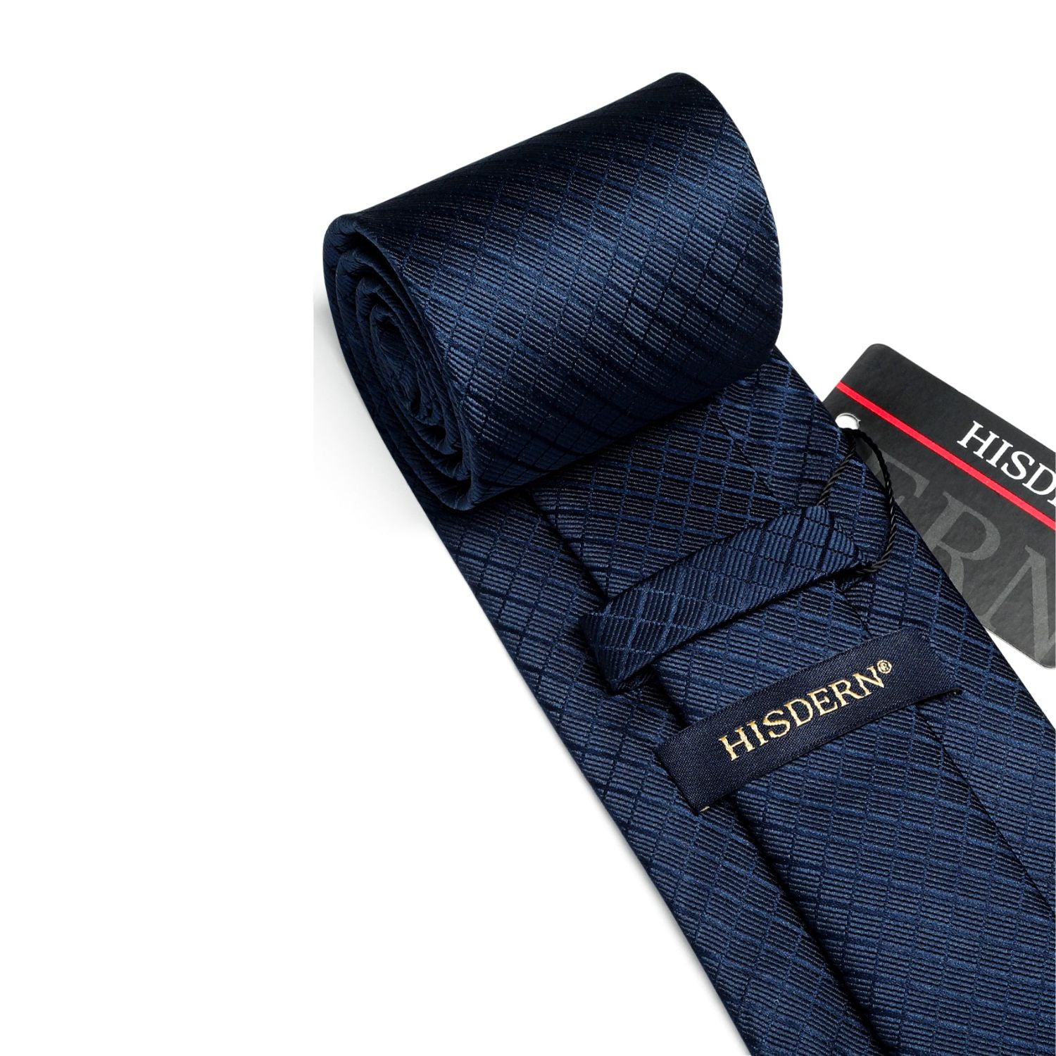 Men's Plaid Tie Handkerchief Set - 059-NAVY BLUE