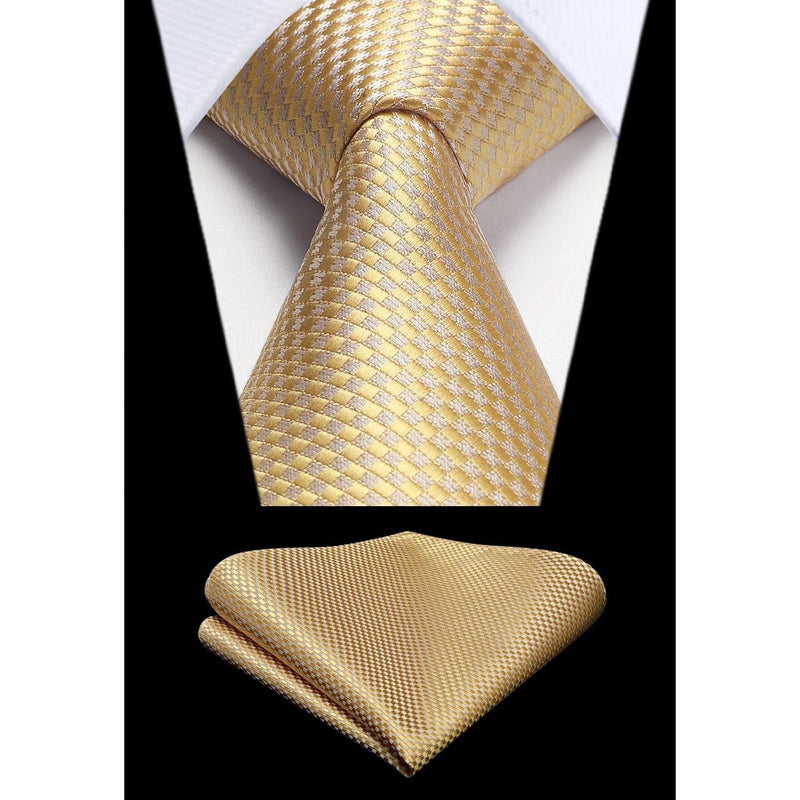 Houndstooth Tie Handkerchief Set - E2 CHAMPAGNE