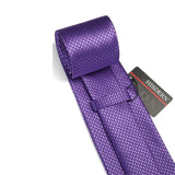 Men's Plaid Tie Handkerchief Set - 02-PURPLE