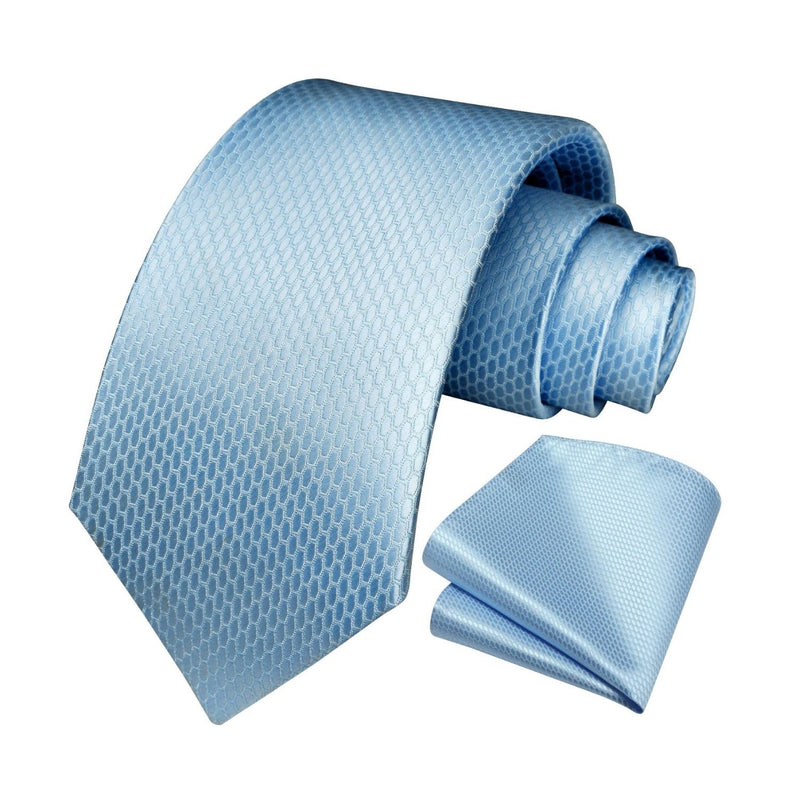 Men's Plaid Tie Handkerchief Set - 01-BLUE2