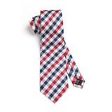 Plaid Tie Handkerchief Set - B6-RED