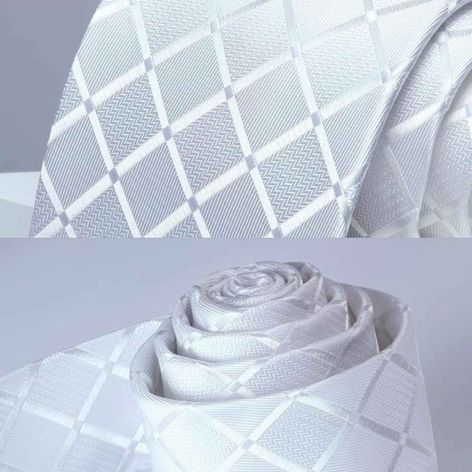 Plaid Tie Handkerchief Clip - 01 WHITE