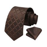 Plaid Tie Handkerchief Set - BROWN 2