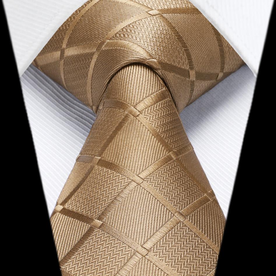 Men's Plaid Tie Handkerchief Set - A9-BRONZE