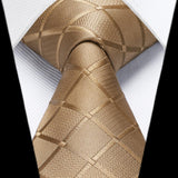 Men's Plaid Tie Handkerchief Set - A9-BRONZE